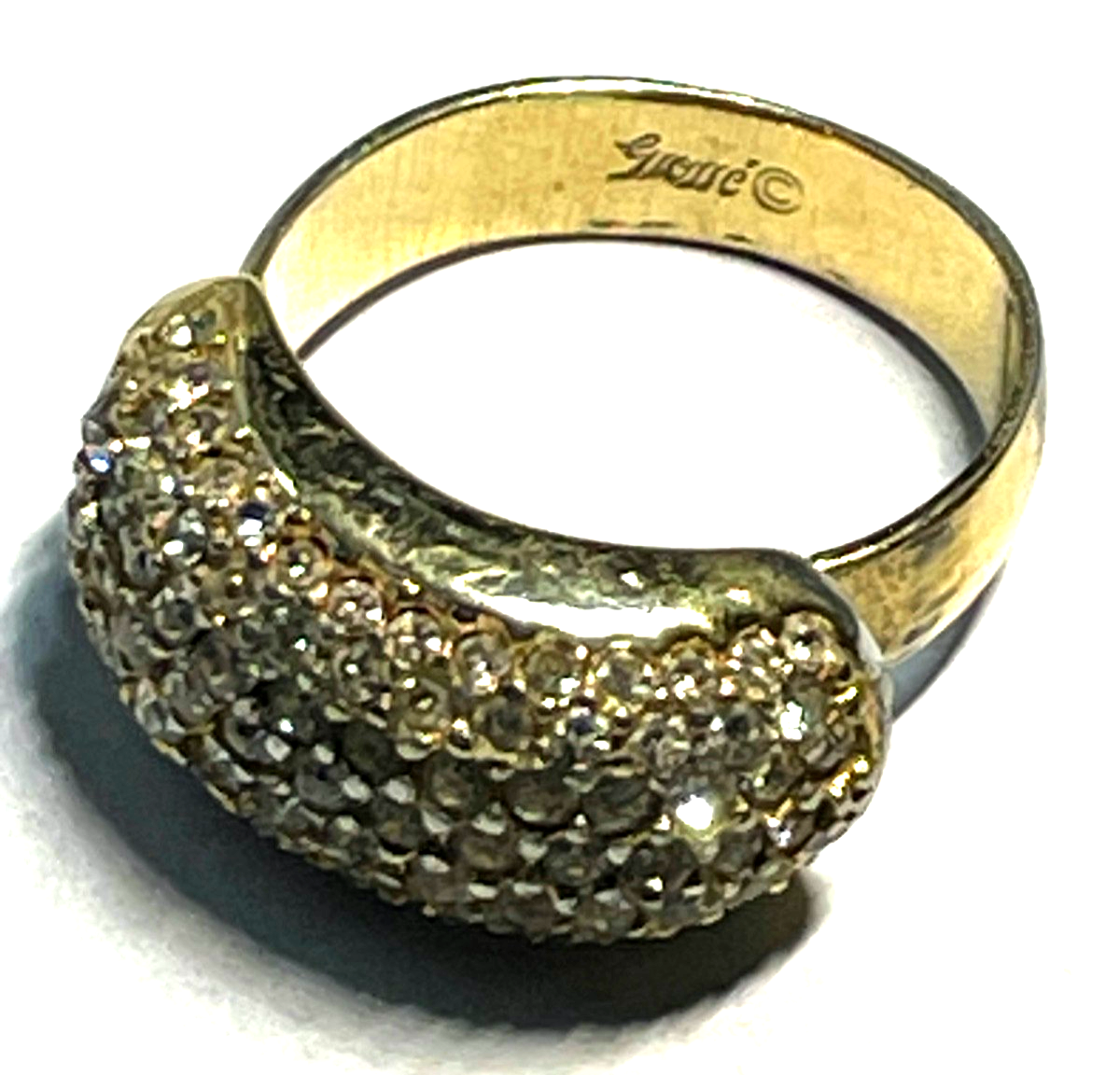 Vintage Grossé Cocktail Ring vergoldet offene Ringschiene wie echte Brillis1