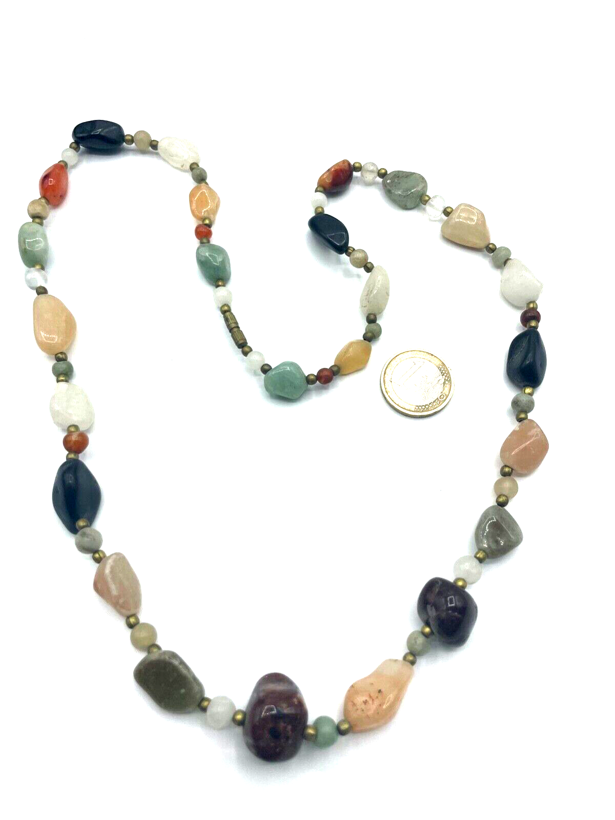 Aparte vintage Edelstein Kette Halbedelsteine im Mix Nuggets L 69 cm3