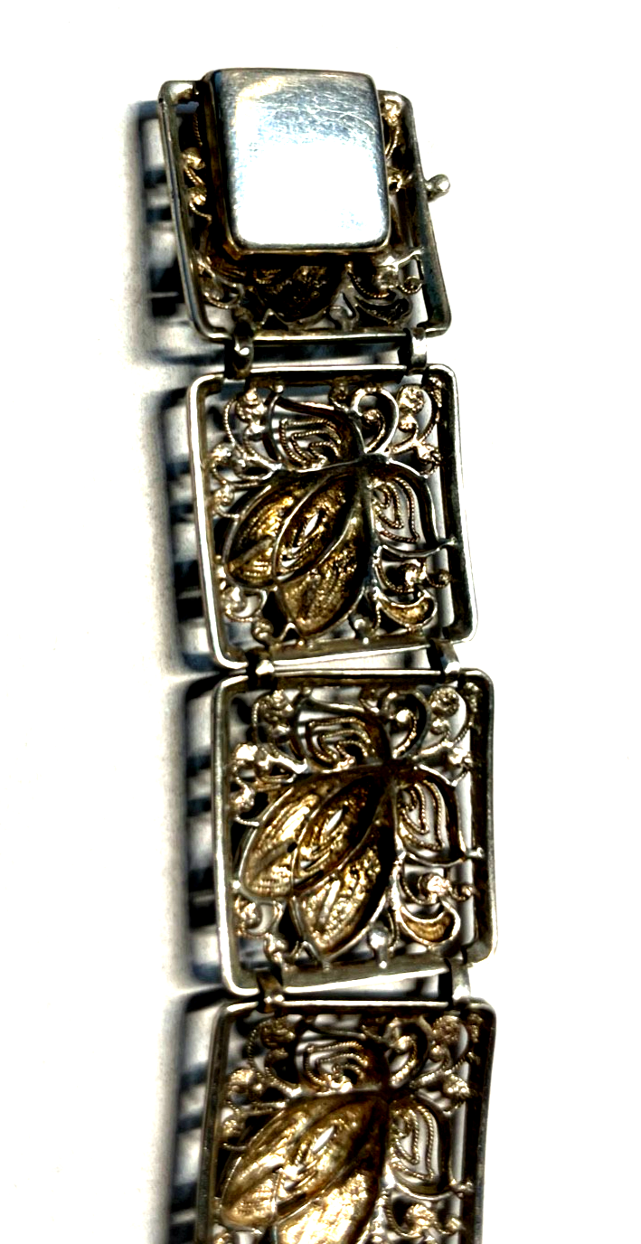 Antik 835 Silber Armband L 20 cm B 20 mm Filigransilber Handarbeit Jugendstil5