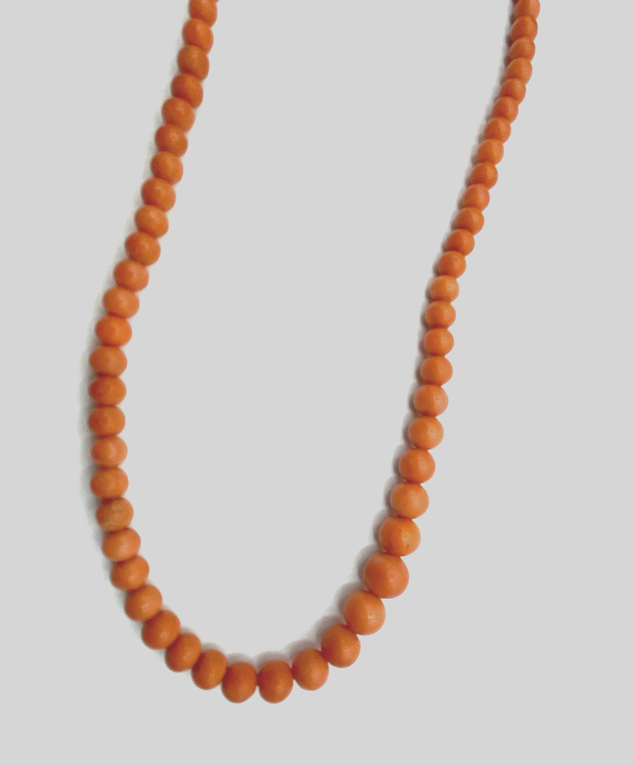 Antik Korallenkette lachsfarbig Lachskoralle L 45 cm Kugelkette Verlauf Double5
