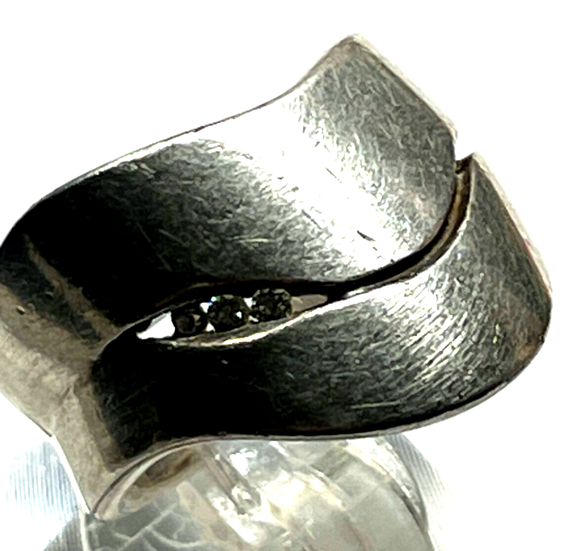 Massiver 925 Silber Designer Ring QUINN mit 3 Brillanten 0,06 ct RG 55 Ø 17,5 mm7