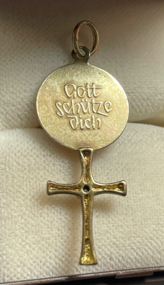 333 Gold 8 K Anhänger Gott Schütze Dich Schutzengel und Kreuz unisex Talisman1