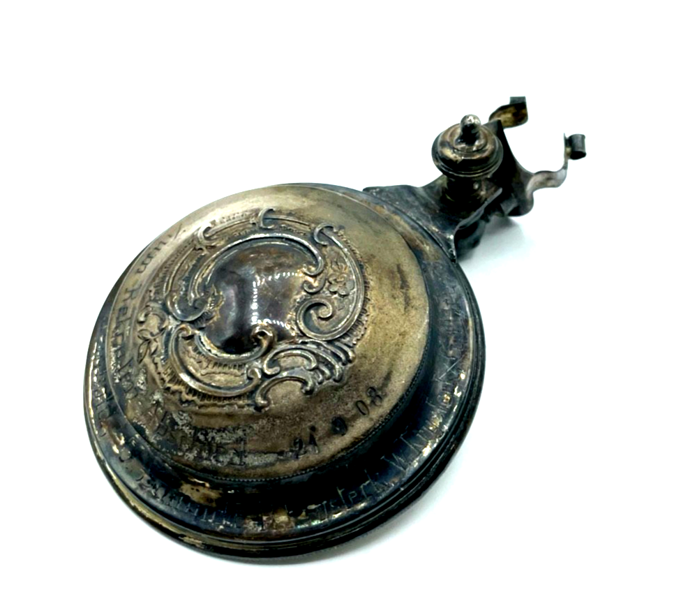 Antik loser echt Silber Deckel für Bierkrug um 1900 zum Rekruten Abschied 19082