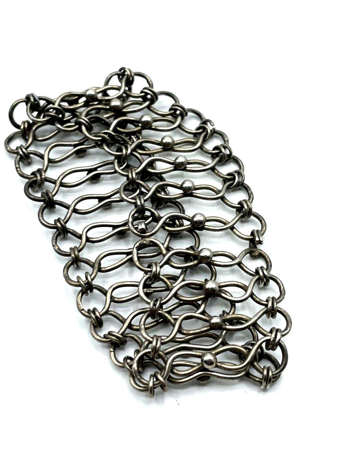 Real Vintage 70er Jahre 925 Silber Design Armband Handarbeit L 19 cm B 32 mm6