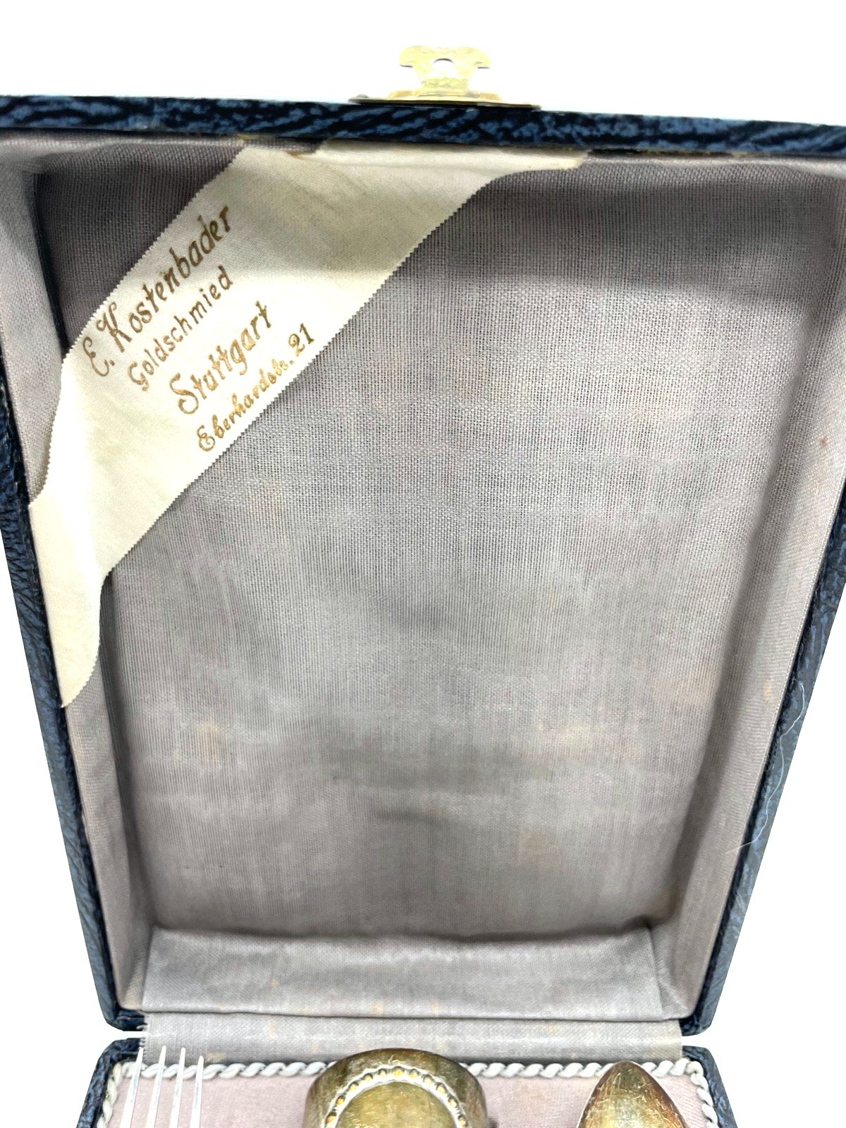 Antik 800 Silber Kinder Besteck im original Etui 4 Teilig gepflegt Taufe Geburt1