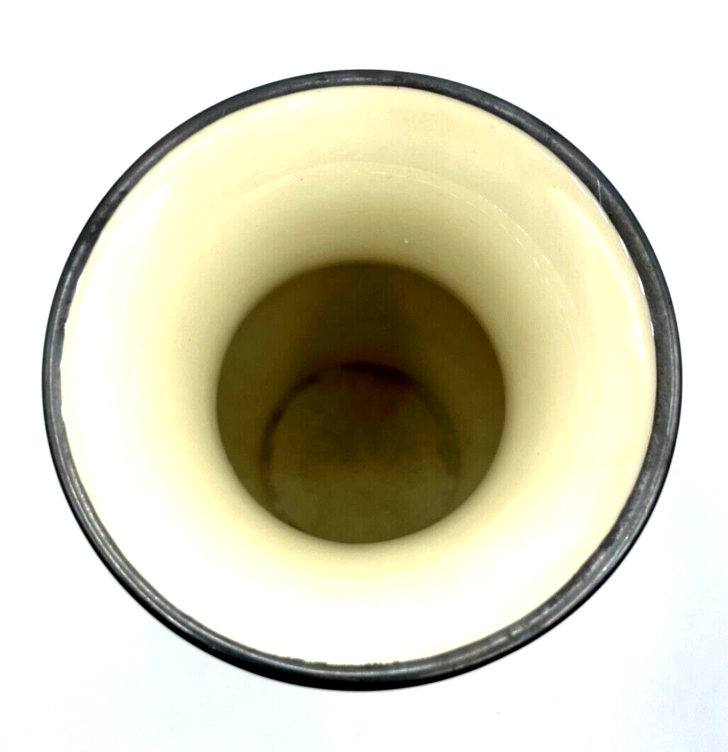 30er J Thomas Ivory Porzellan Vase mit aparter Echtsilber Silber Bemalung2