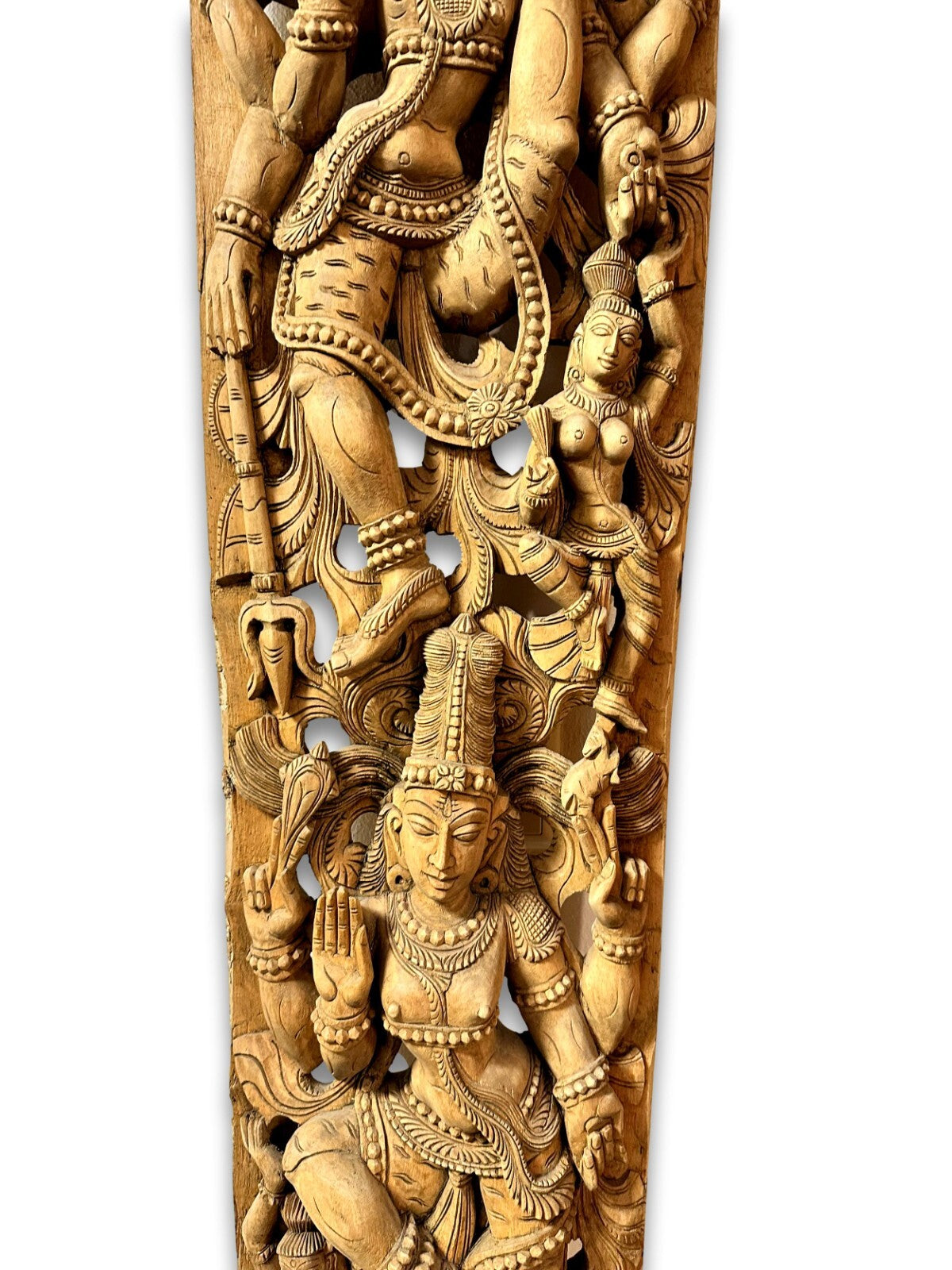 Großes geschnitztes Wandrelief - Indien - Gott Shiva Krishna - 20. Jhd. Holz11