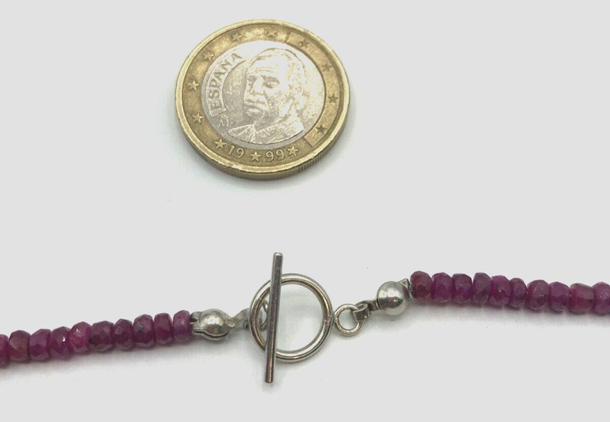 60 cm lange natürliche Rubin Kette facettierte Rondelle mit 925 Silber 3,5 mm3