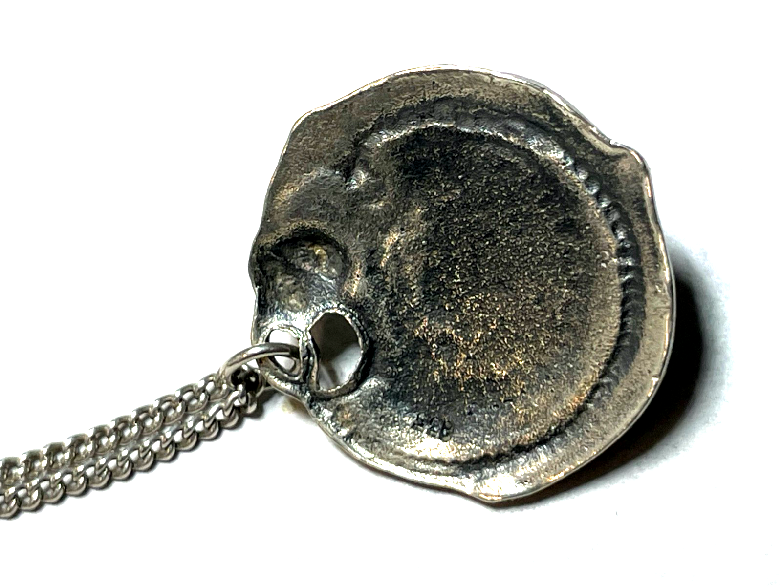 Antik Jugendstil 835 Silber Anhänger mit Lapislazuli Cabichon Panzerkette 61 cm4