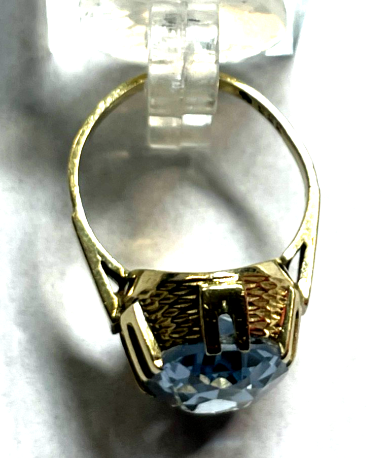 Vintage 333 Gold 8 K Blautopas Ring Ø 16,5 mm RG 52 Juwelier Qualität gepfl.8
