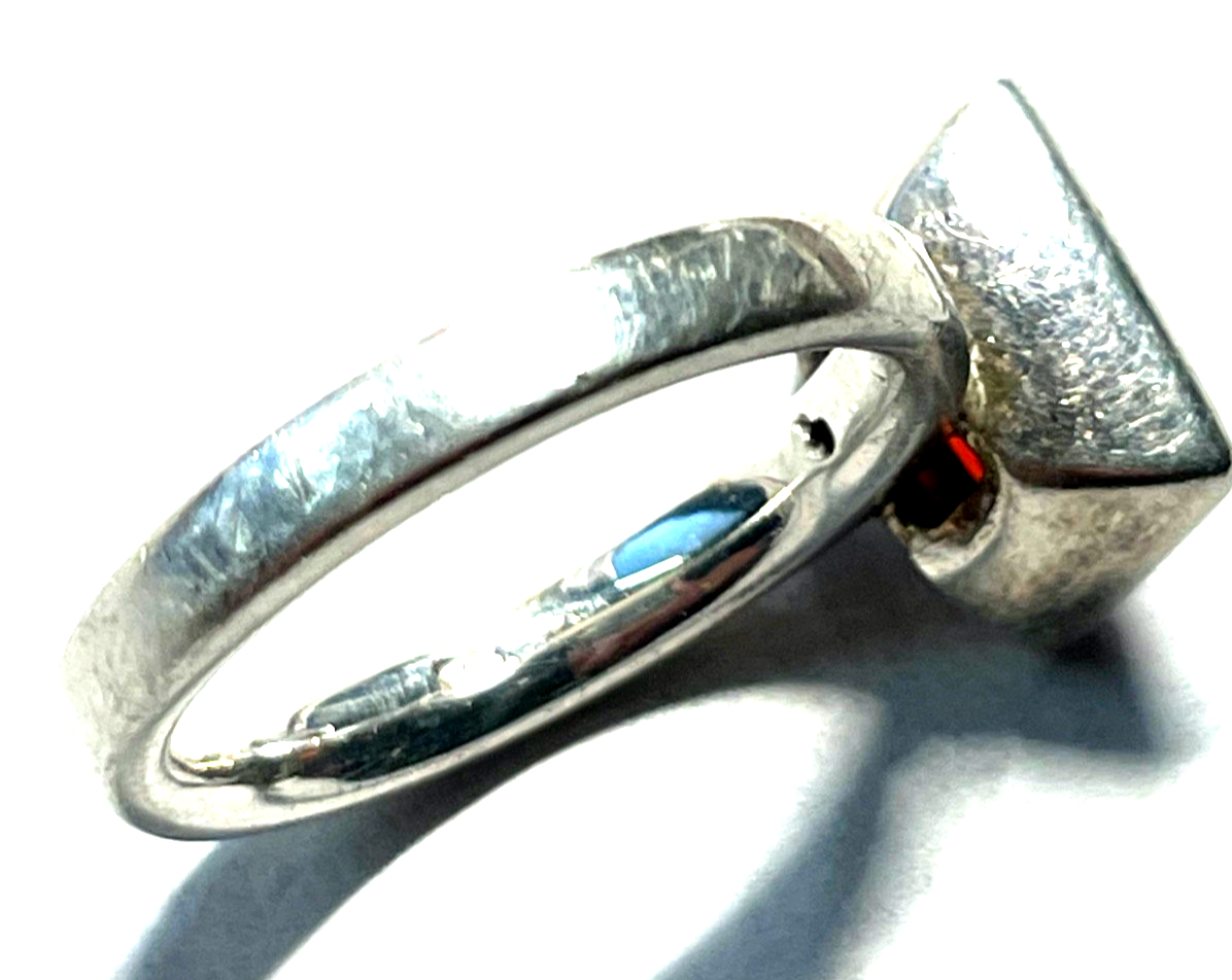 LUMANI moderner solider 925 Silber Ring orange-rot Farbstein Ø 17 mm RG 5410