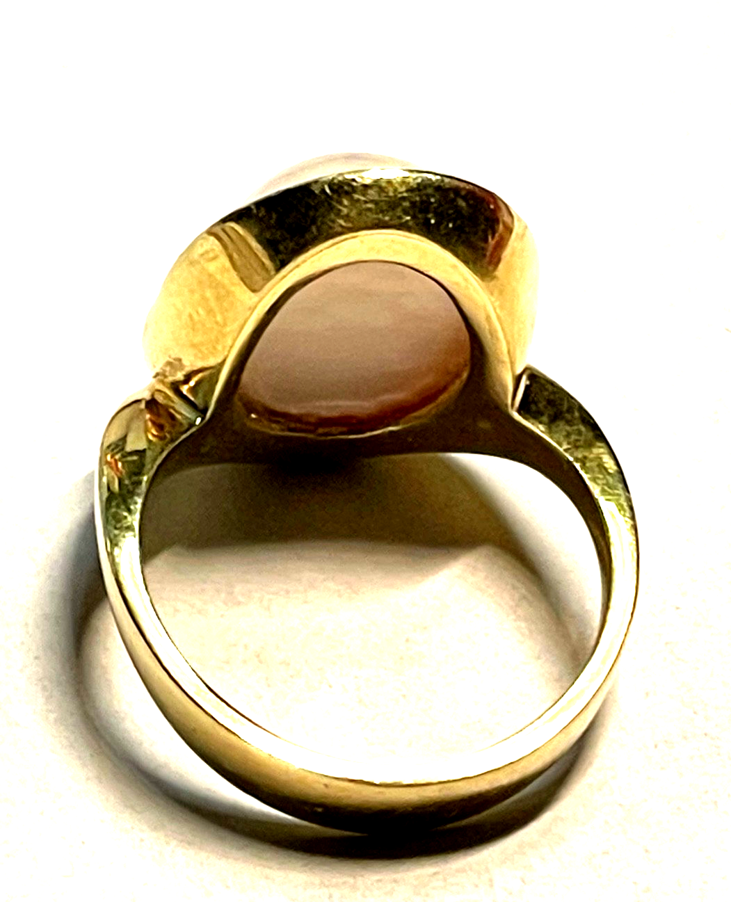Eleganter 585 Gold 14 K Ring Tahiti Mabé Perle + 10 Diamanten Ø 17,5 mm RG 554