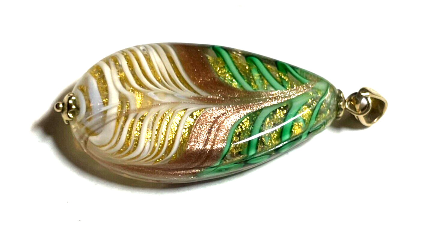 Edler 375 Gold 9 K Murano Glas Anhänger Juwelier Handarbeit gr. Amulett gepflegt3