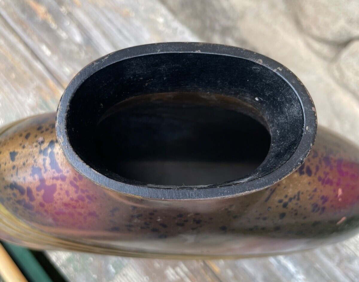 Große moderne dekorative Metall Vase Handarbeit Kupfer Messing farbig brüniert8