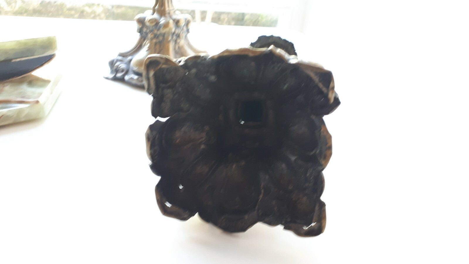 antikes Barockleuchter Paar - Kerzenhalter Kerzenständer - Messing Bronze Blech 5