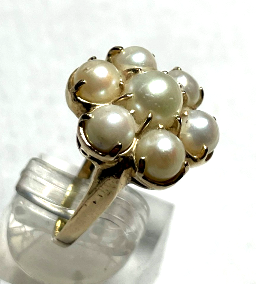 Antik 585 Gold 14 K Ring 7 Natur Perlen Ø 17,2 mm RG 54 solide Juwelier Qualität4