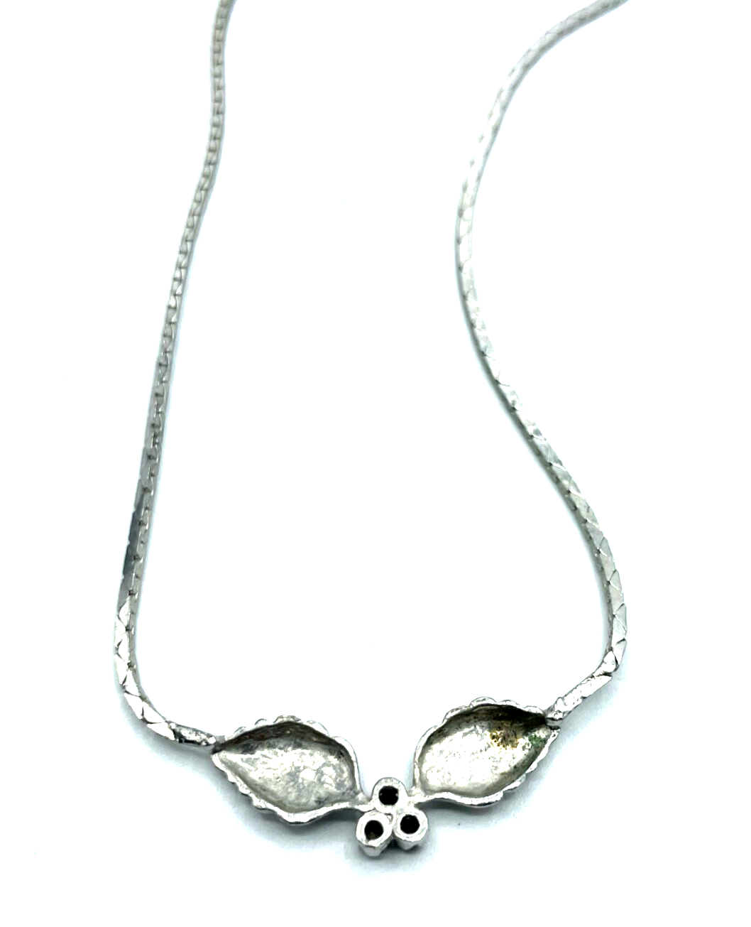 Vintage elegante Silber Kette 835 Collier 70er J 3x Granat  gepflegt rhodiniert5