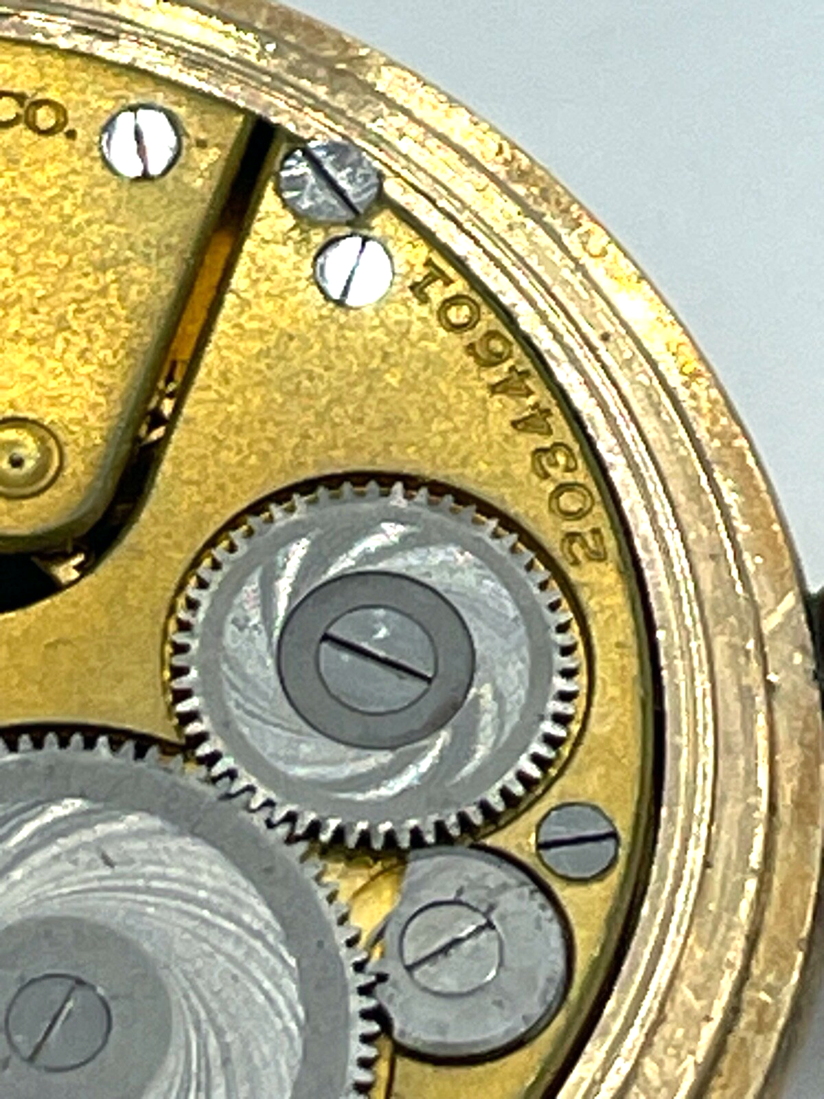 Antik HTU Herren Taschenuhr Elgin USA Golddouble + Glassturz TU Ständer läuft13