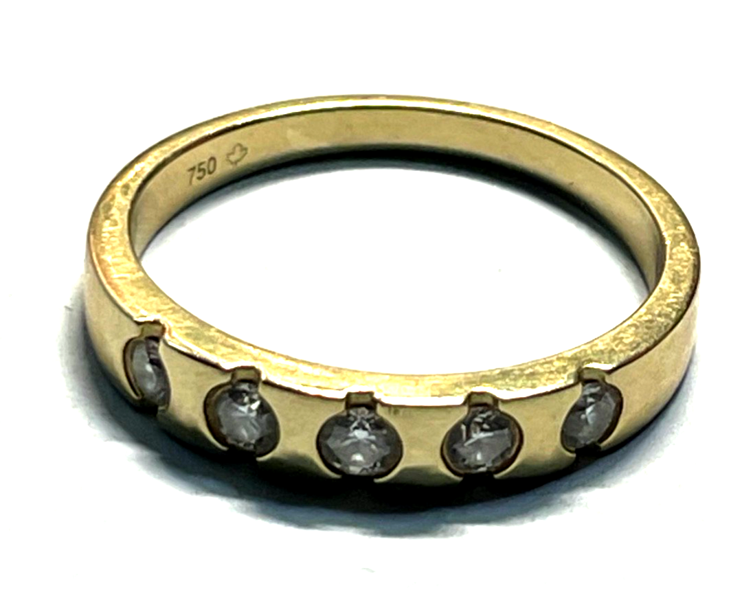Solider massiver 750 Gold 18 K Ring 5 Brillanten 0,5ct. Ø 17,8 mm RG 56 Juwelier9