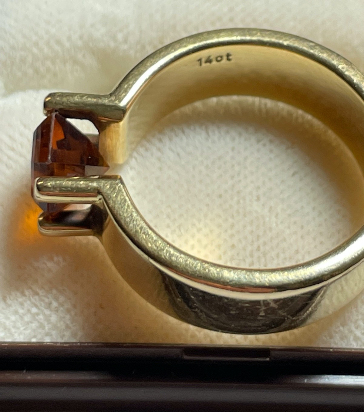 14 K 585 Gold massiver Ring Unikat mit Madeira Citrin Juwelier  Ø 17,5 mm RG 5510