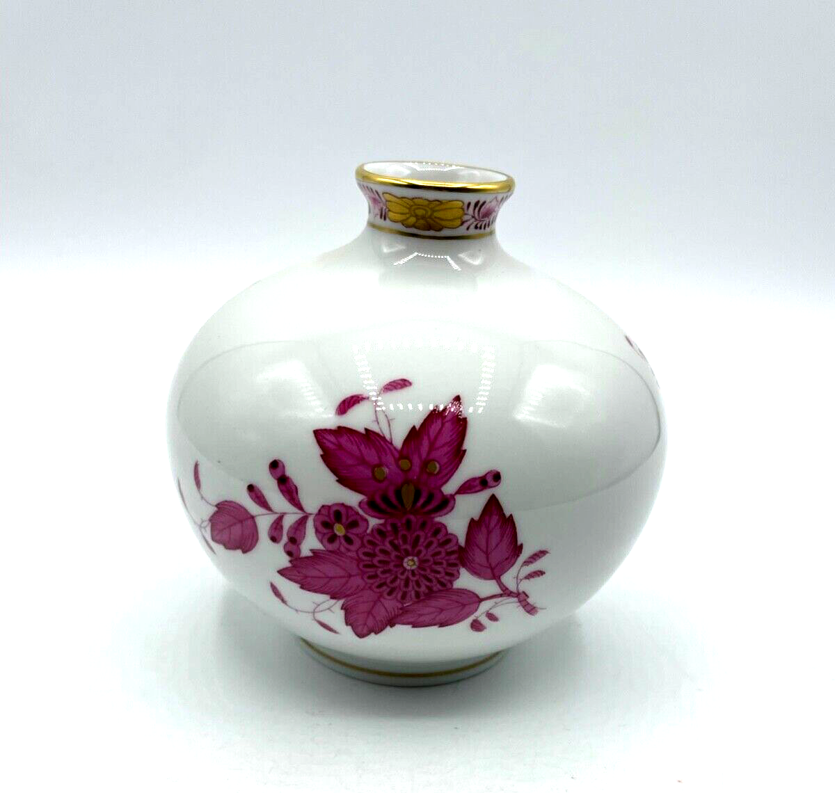 Herend Porzellan Vase APPONYI PURPUR handbemalt  7088/AP 1. WAHL H ca. 11 cm9