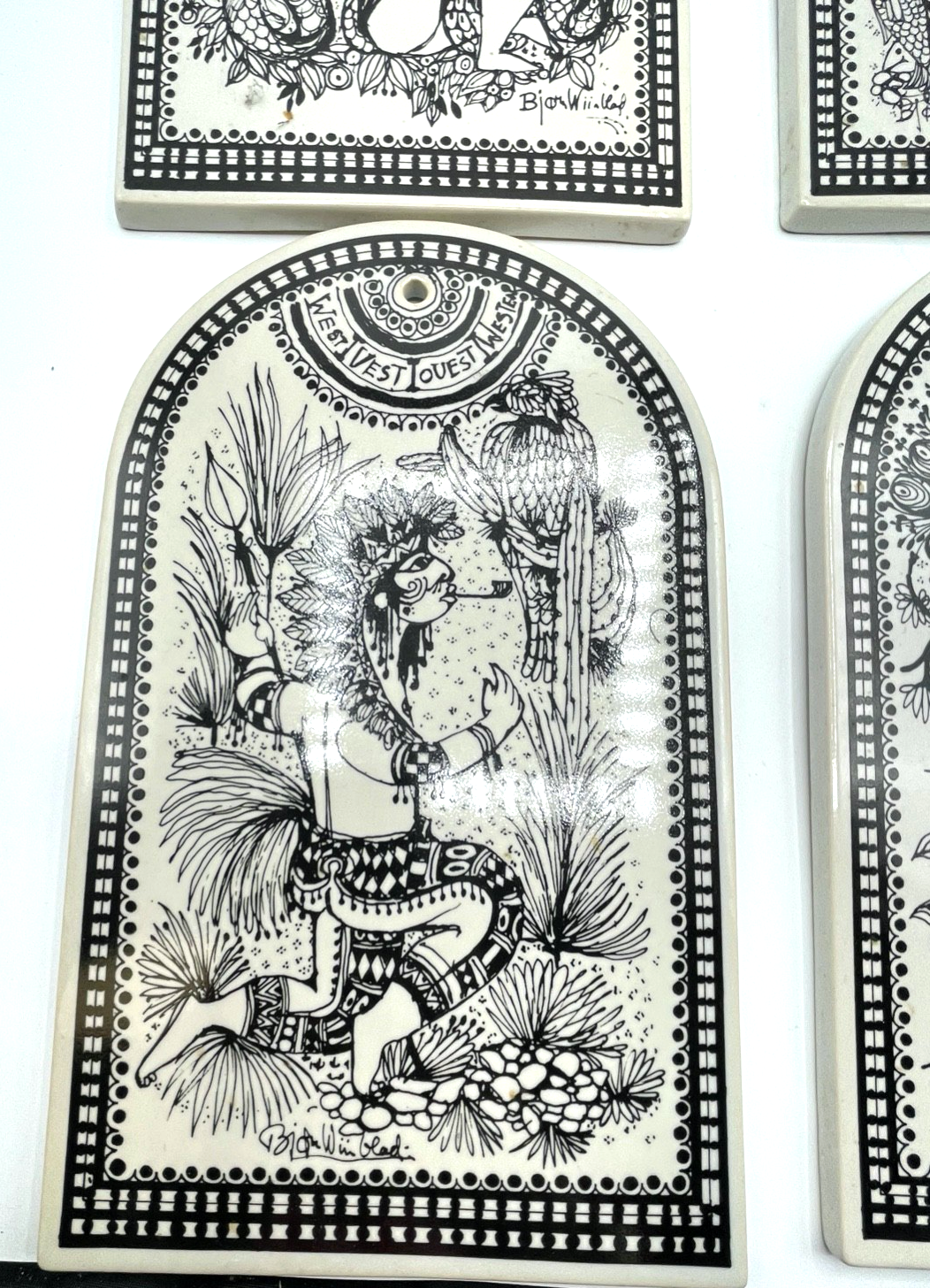 4x Rosenthal Porzellan Tafel * Die vier Windrichtungen * Björn Wiinblad gepfl.4
