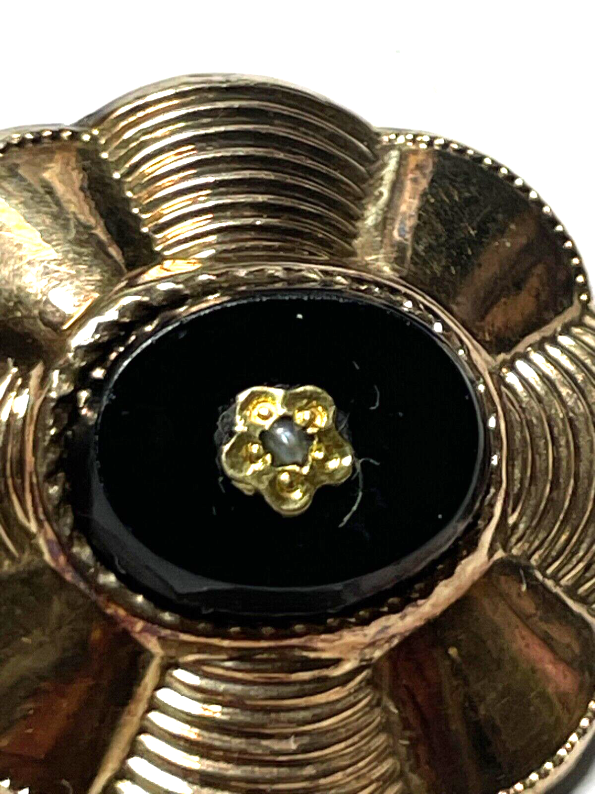 Biedermeier Brosche Anstecknadel Schaumgold Orientperle Walzgold unbeschädigt1