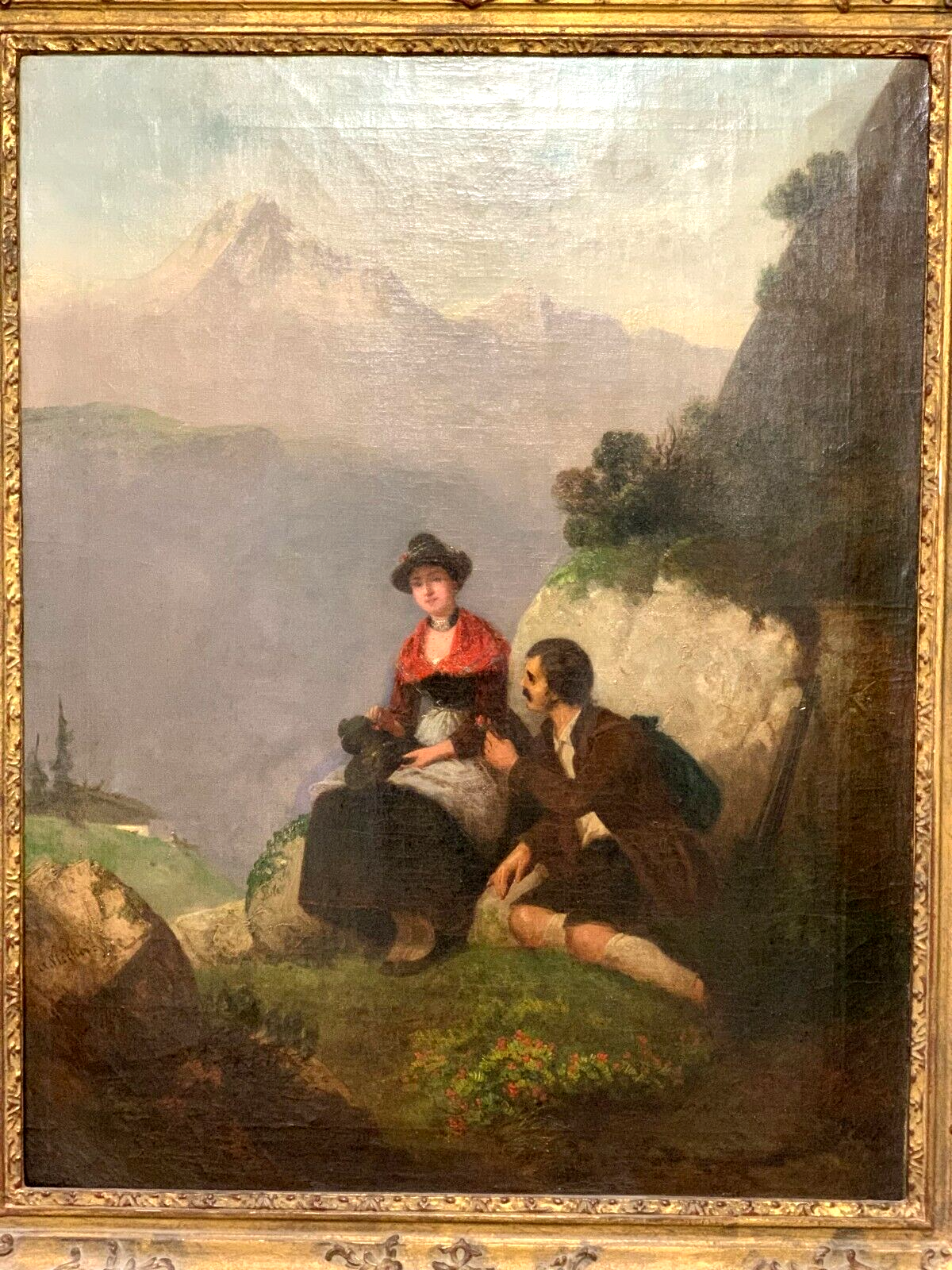 August Vischer 1821-1898 - Öl auf Leinwand - Romantik - Genremalerei - signiert1