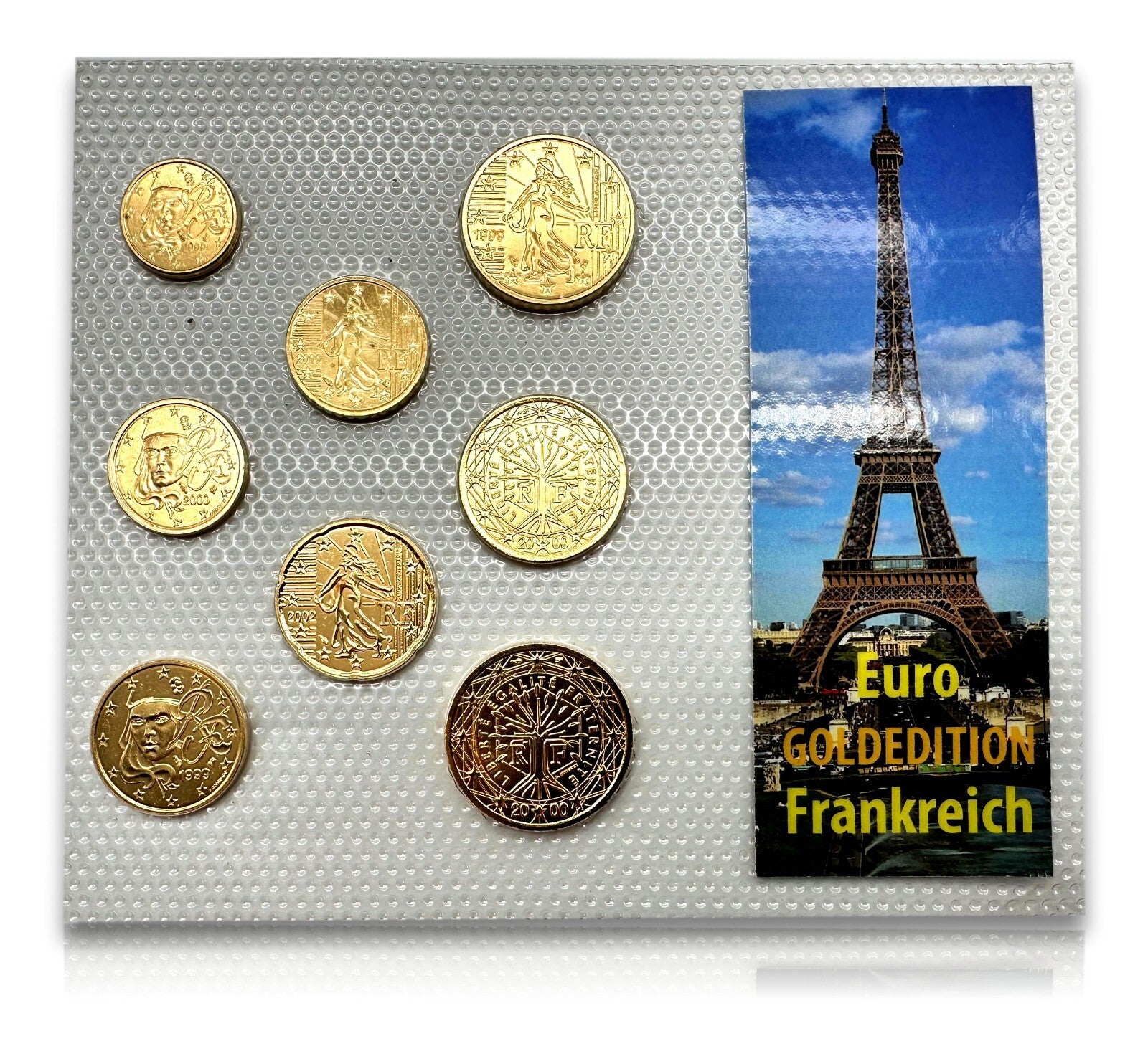 Frankreich KSM Kursmünzsatz 1999-2002 Euro € - 24 ct vergoldet - Ldt. Edition2