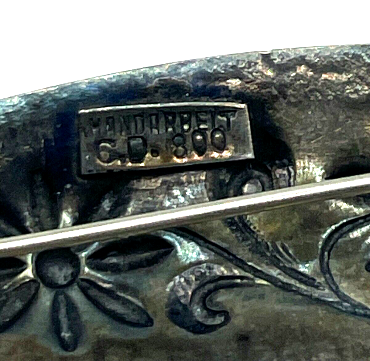 Antik 800 Silber Brosche Anstecknadel Carl Dillenius Handarbeit sign.5