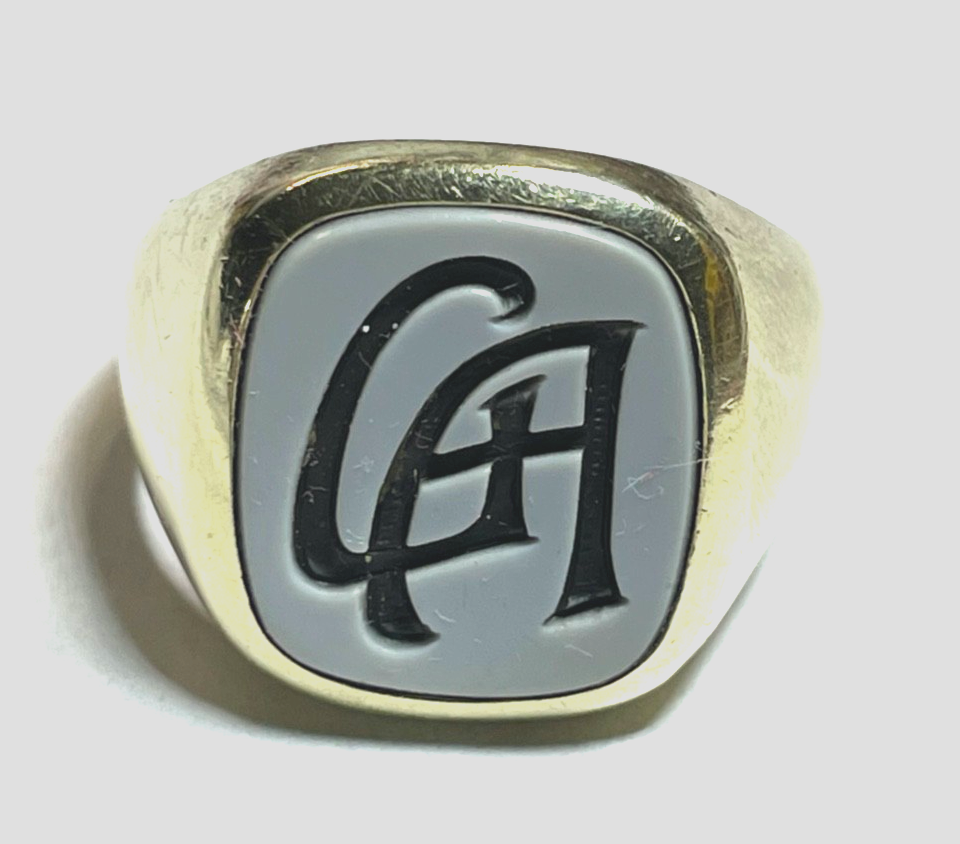 585 Gold 14 K Herrenring Ring Siegelring Lagenstein GA o AG Ø 22 mm RG 69 gepfl.3