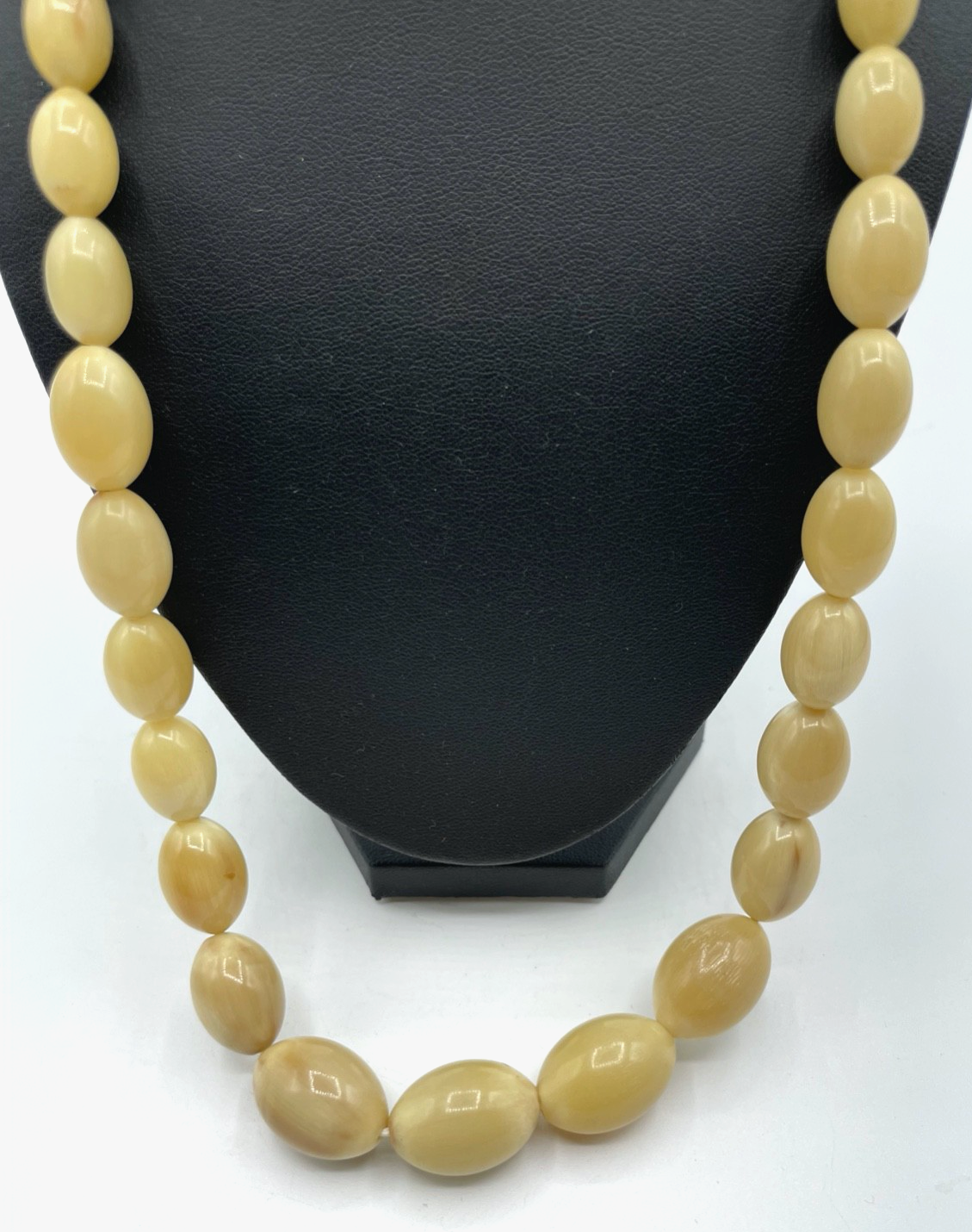 Antik Flapper Kette Horn Oliven Verlauf Handarbeit Art Déco Original 20erJ L68cm1
