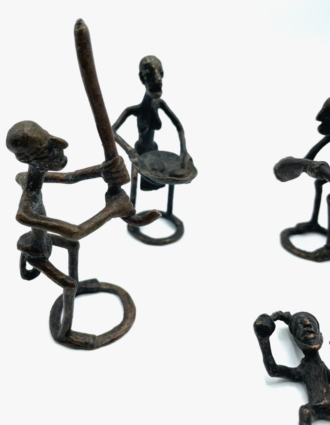 Konvolut vintage Sammlung 7 Afrika Ashanti Ghana Figuren Messing Bronze Handarbe1