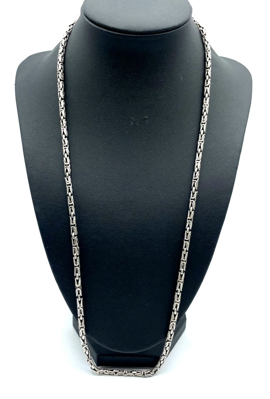925 Silber Halskette Königskette Dekor rund unisex L 63,5 cm B 4 mm gepflegt0