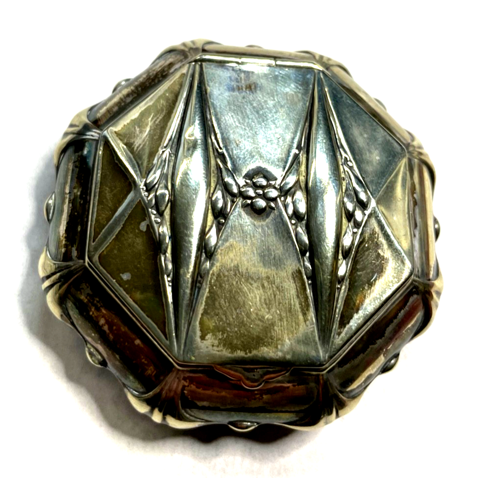 Antik Jugendstil Dose wunderschöne gr. Pillendose Alpacca versilbert Ø 65 mm3