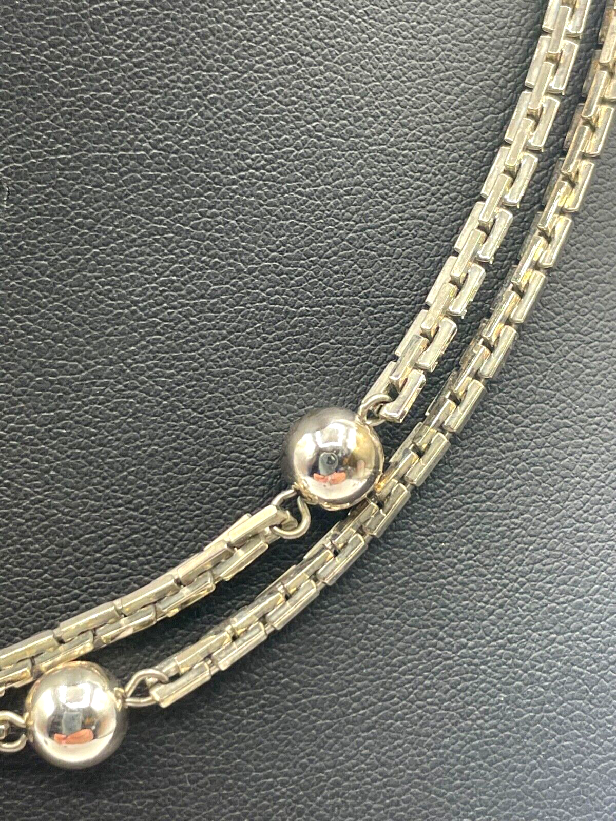 Klassische Eleganz real vintage Blusenkette Pulloverkette L82 versilbert wie neu3