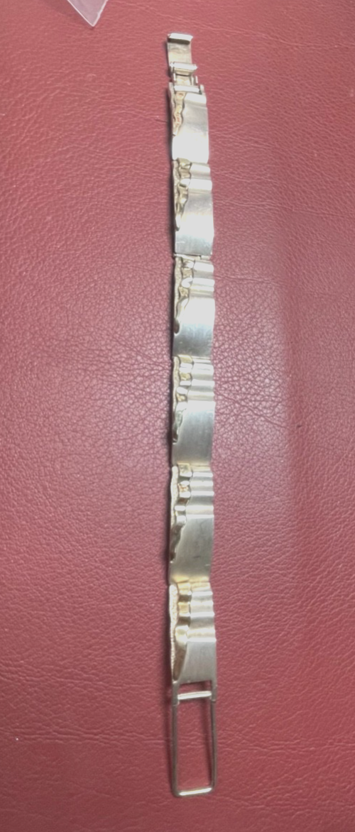 Solides 925 Silber Armband Unikat teilvergoldet L 21,5 cm B 13 mm Juwelier4