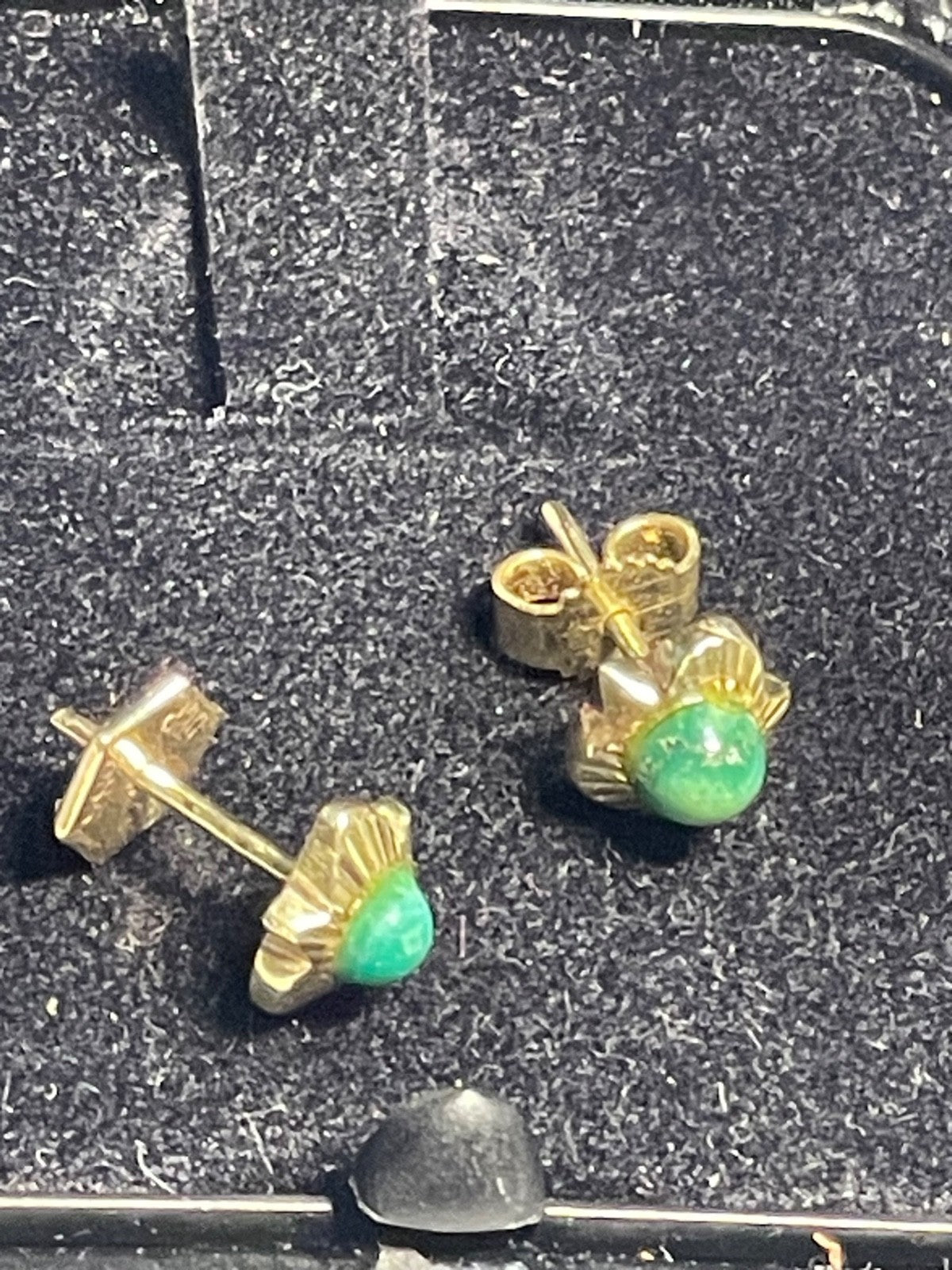Paar 585 Gelbgold Ohrringe  Ohrstecker Türkis Klassiker Ø 7 mm top gepflegt4