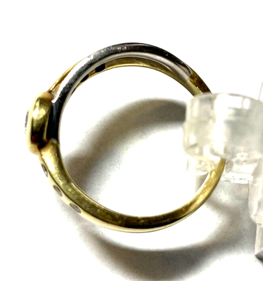 Massiver 585 Gold 14 K bicolor Ring 7 Brillanten Juwelier 5,22 Gr. RG 54 gepfl.7