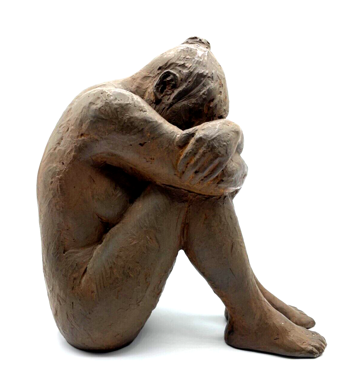 M. Duque femme nu Bronze Akt Figur einer in sich zusammengekauerten Frau 20061