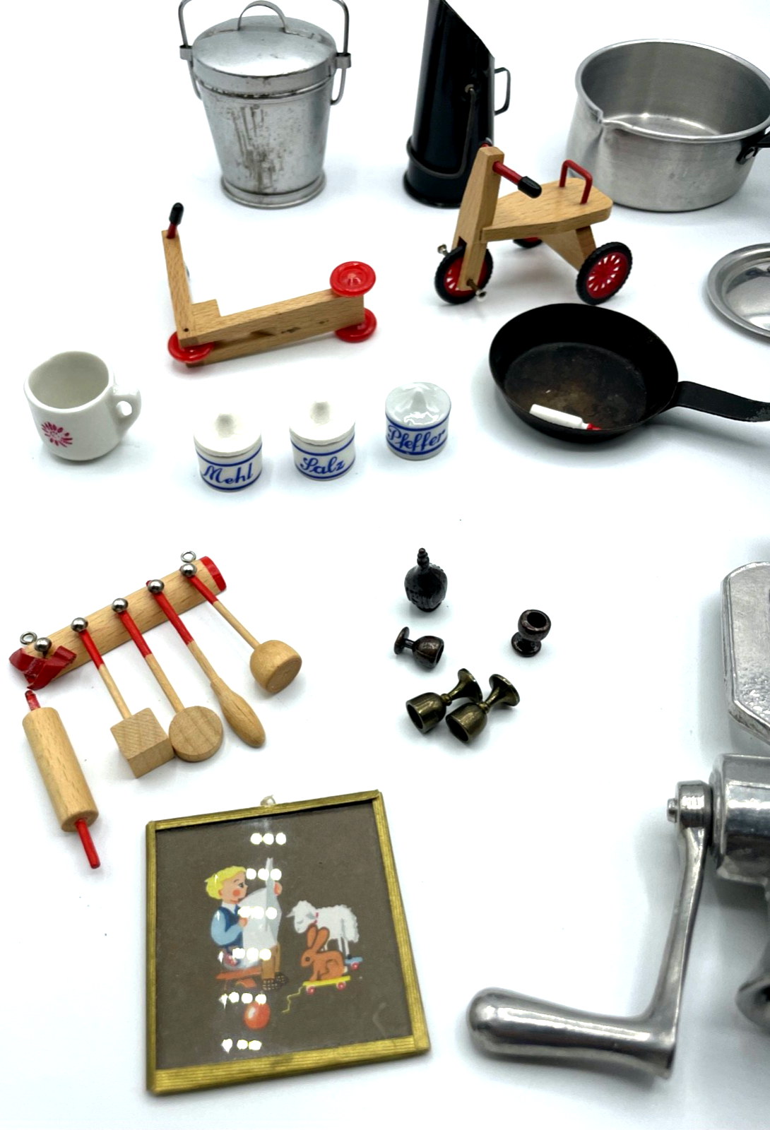 Dachbodenfund alt Puppenstube Zubehör gemischt Blech Spielzeug Küche gepflegt4