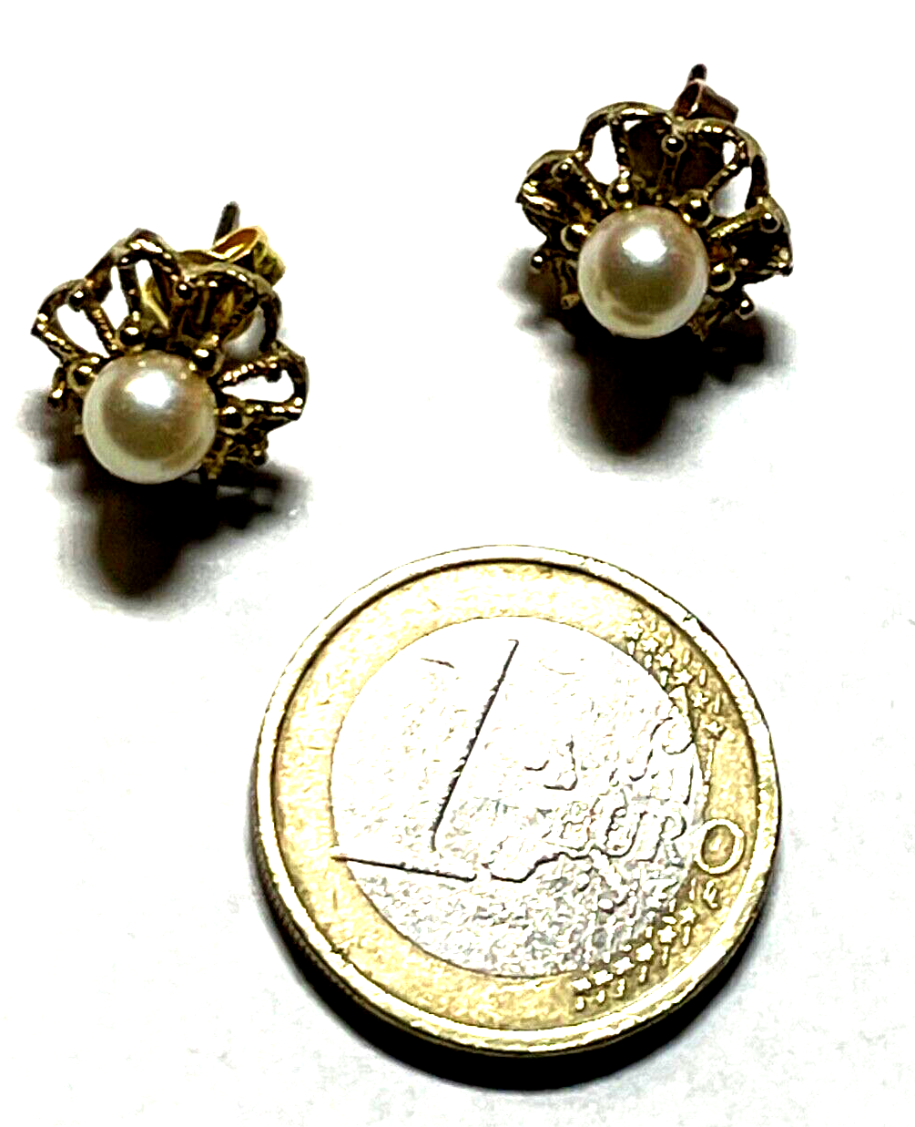Stattliche 333 Gold 8 K Ohrstecker zeitlos mit Akoya Perle Juwelier Qualität Ø122