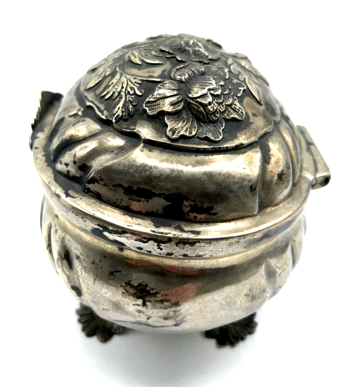 Antik Barock Silber Zuckerdose Deckeldose mit Tremolierstrich und Punzen 270 Gr.6