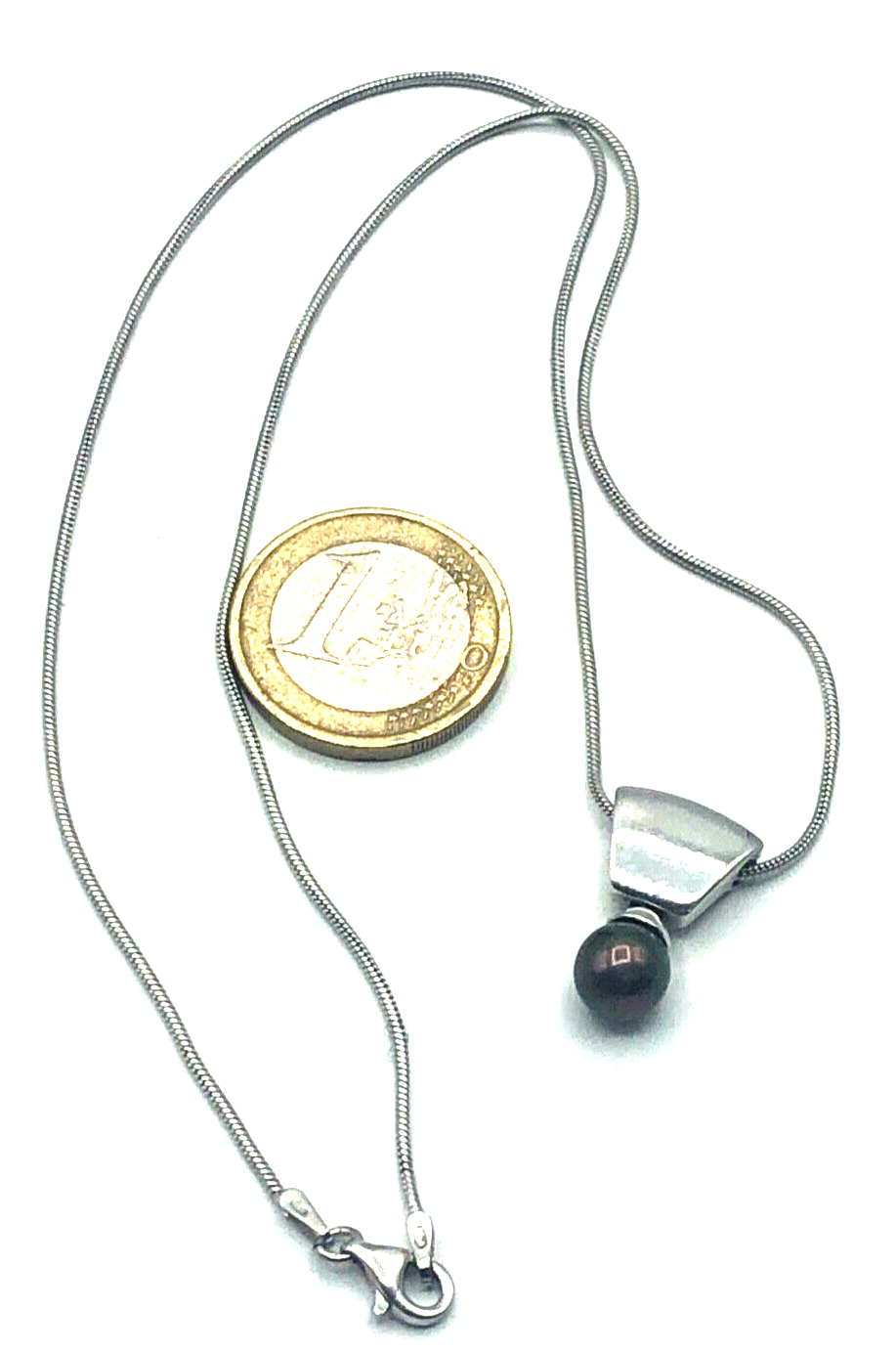 925 Sterling Silber Schlangenkette mit Anhänger mehrfarbige SWZ Perle + Diamant3