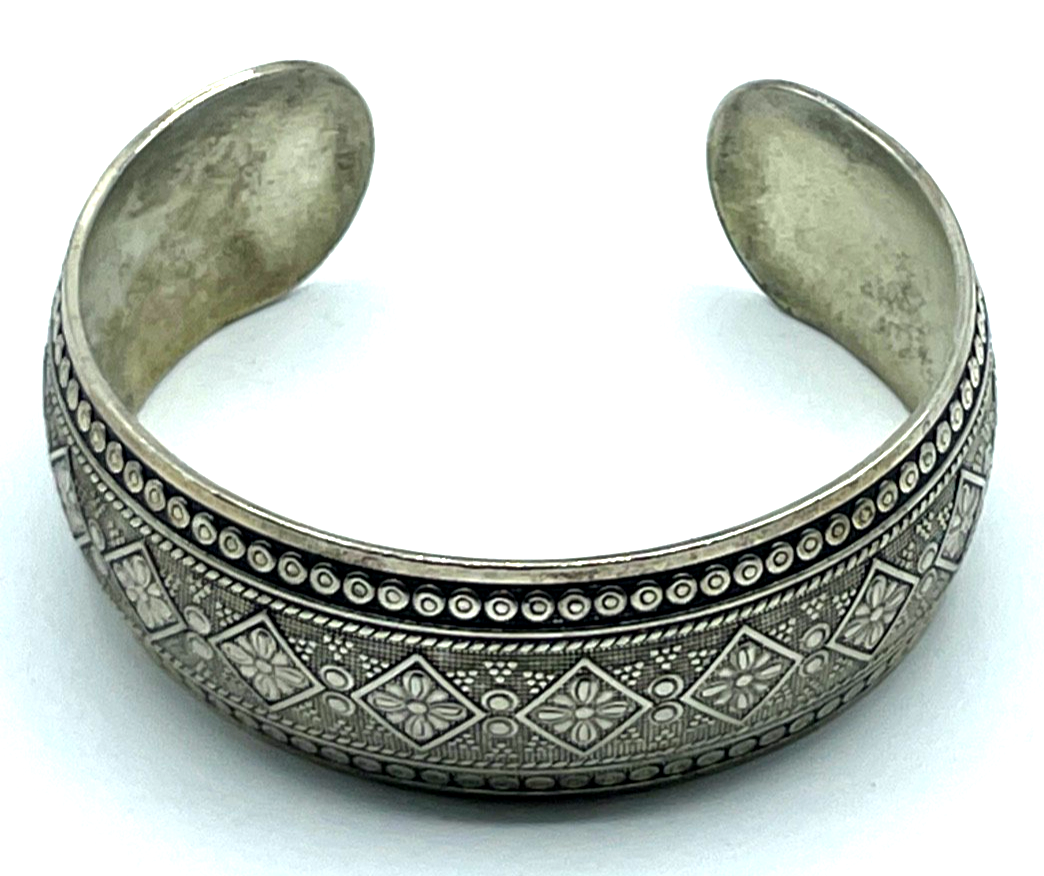 Vintage wunderschöner Tibet Silber Armreif offene Armspange unisex B 25 mm gepfl0