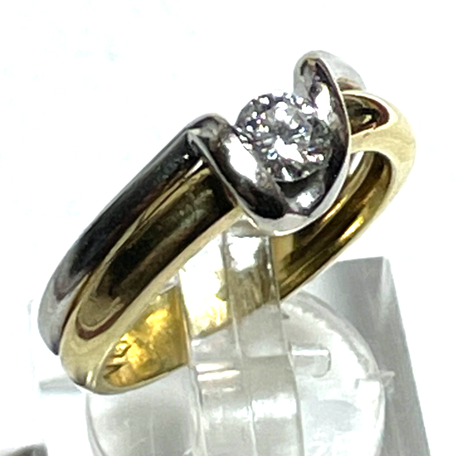 750 Gold 18 K Ring Solitär Brillant 0,5ct bicolor solide Juwelier Qualität RG 5413