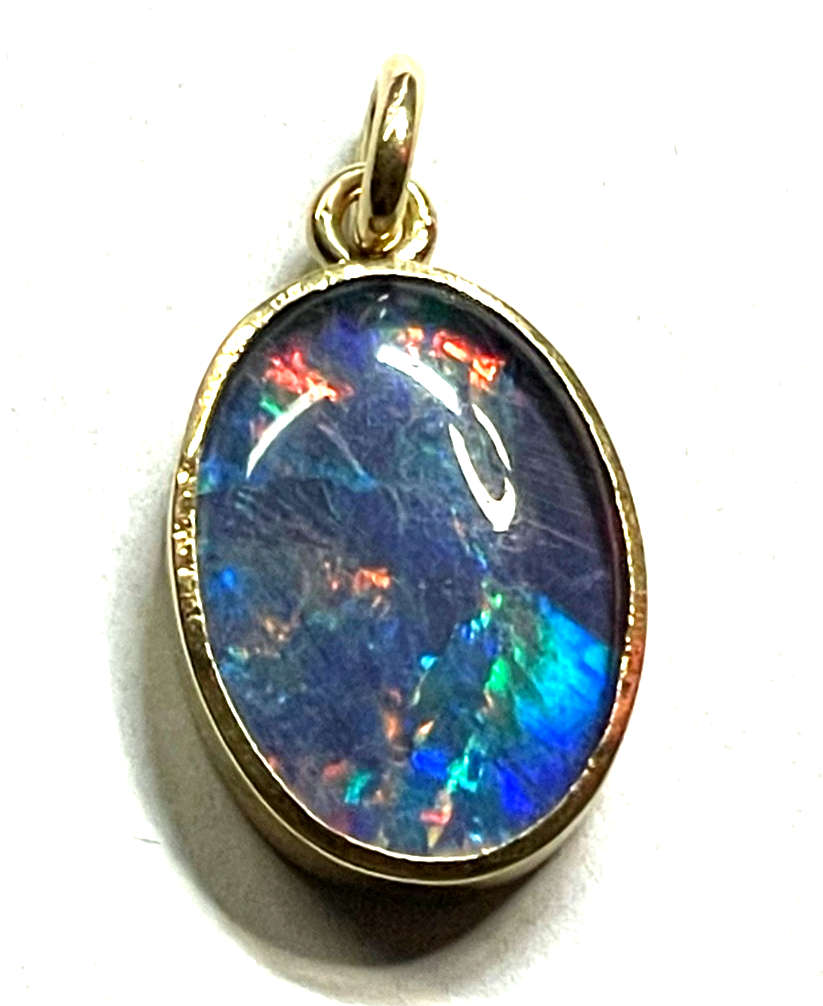 585 Gold 14 K Opal Anhänger Dublette L 27 B 14 mm solide Juwelier Qualität gepfl2