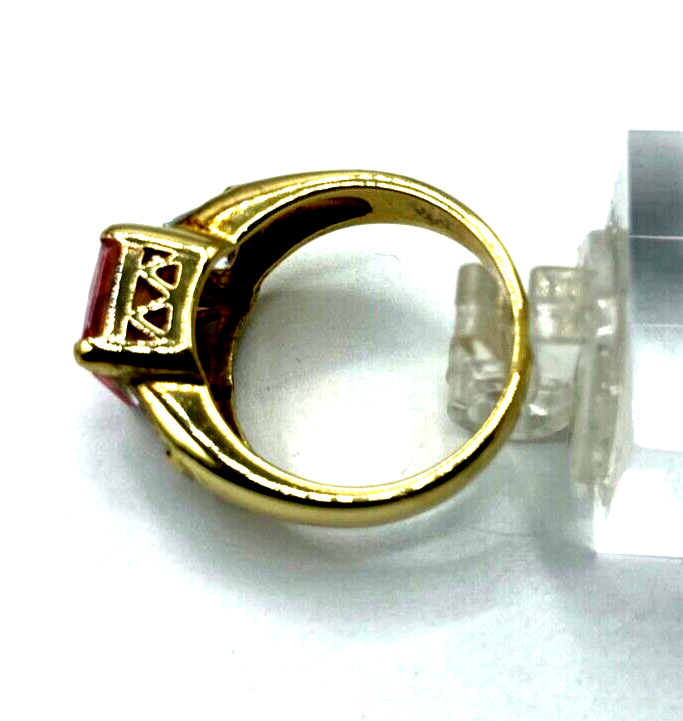 Statement 925 Silber vergoldet Silberring üppige Zirkonia Pink Ø 19 mm RG 605