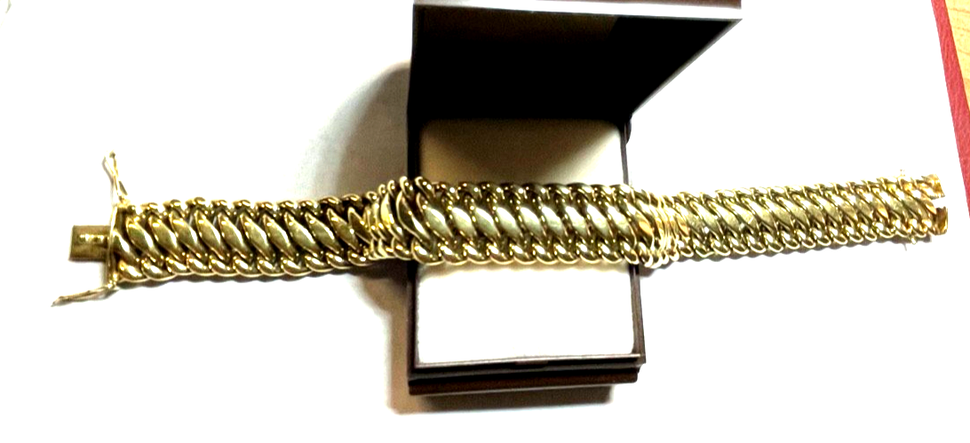 Klassisch 585 Gold 14 K Gold stattliches Armband L 20 cm B 15 mm 33 Gr. Juwelier0