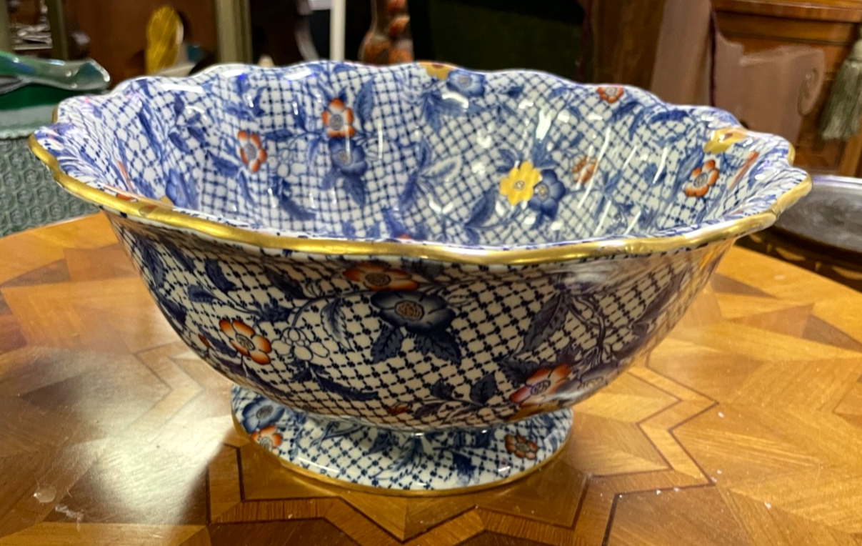 Gr. antik Minton England Keramik Fayence Schale Fußschale im Topzustand Ø 28,5cm6